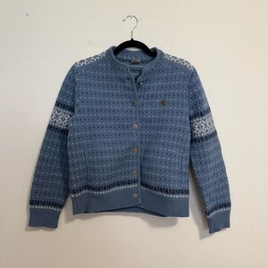 Vintage Pure Wool Cardigan Blue Medium